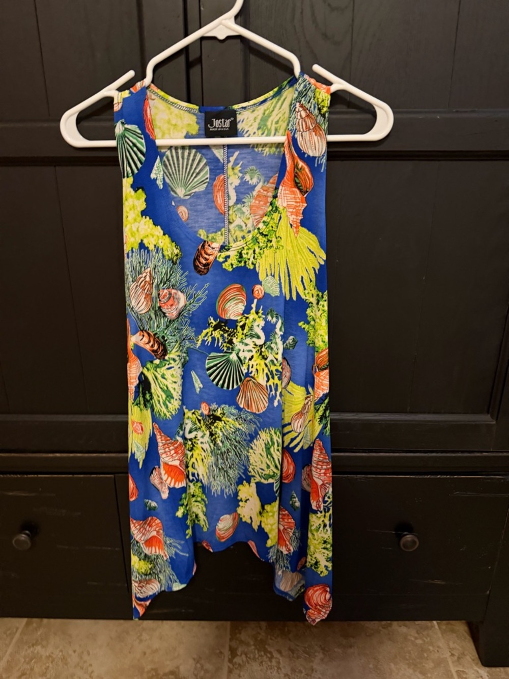 Jostar Blue Tropical Asymmetrical Shell-Print Dress or tunic top